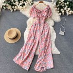 Fashion women long print  jumpsuit