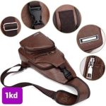 حقيبة صدر رجالية جلدية متعددة الجيوب (Sling Bag)