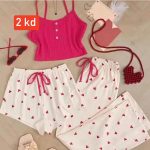 Women's 3-Piece Heart Print Pajama Set